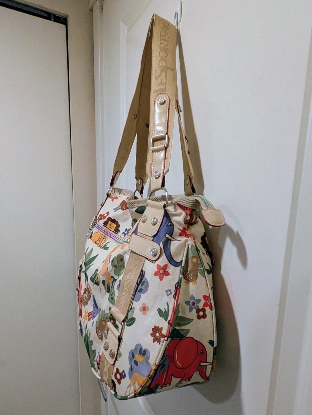 EUC LeSportSac x Tokidoki Animal Floral Print Shoulder Bag with Floral Lining - Picture 6 of 13